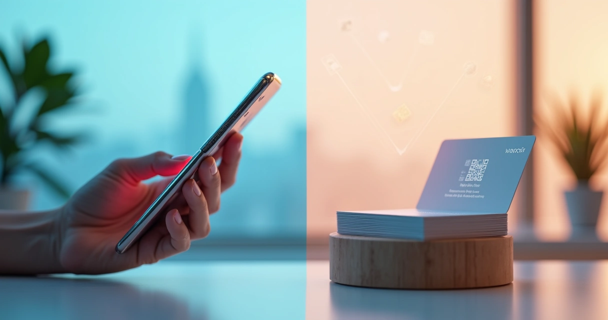 Comparação entre cartão digital em smartphone e cartão físico de papel em 2026